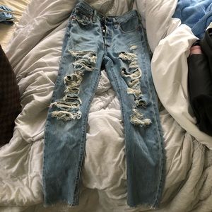 Levi and Strauss ripped 501 high waisted jeans